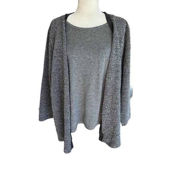 Eccotoo Womens Cardigan All in One Shirt Gray Black White Knit Plus Size 1X - Picture 9 of 12